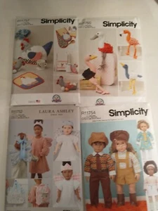 Simplicity Laura Ashley Sewing Pattern 18" Doll Clothes Plush Butterfly Chicken - Picture 1 of 5