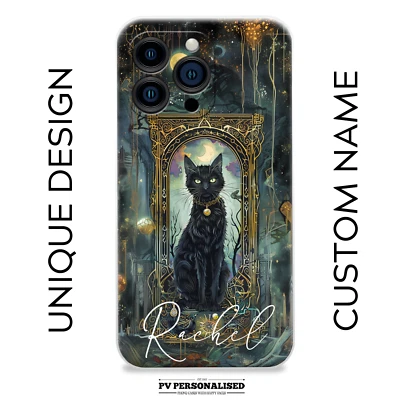 Magic Cat Personalised Phone Case Name Silicone Cover For iPhone&Samsung Gothic - Image 1 of 4