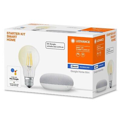 Google Home Mini Sprachassistent & Smarte LED Lampe Bluetooth EEK:F (Spektr A-G) • 22.95€