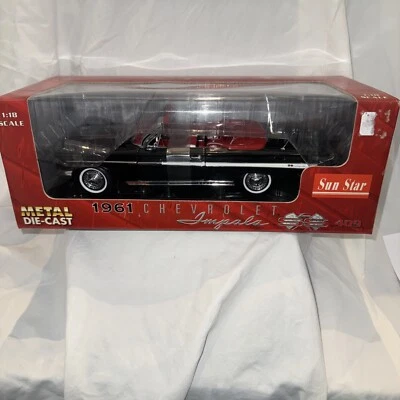 Chevrolet Impala 409 1961 convertible Sun Star negro con interior rojo BC0404 Foto 1 de 4