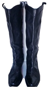NINE WEST Dominick NEGRAS Cuero Alta Rodilla Oeste Y2K Botas para Mujer Talla 7M - Imagen 1 de 8