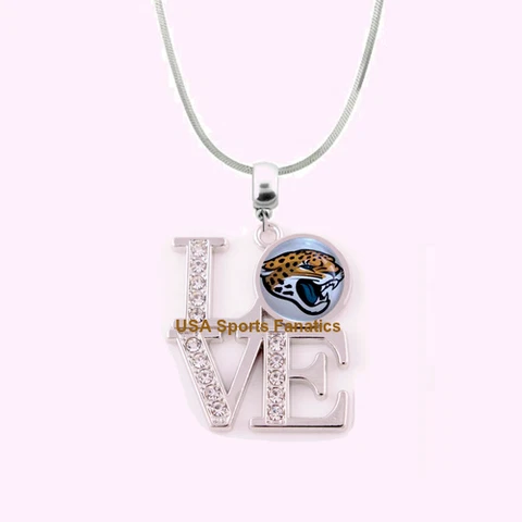 NFL - Jacksonville Jaguars 925 Sterling Silver Team Love Necklace W/Rhinestones Cover