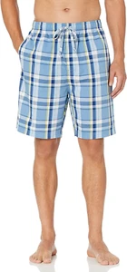 Men'S Soft Woven Pajama Shorts 100% Cotton Elastic Waistband Sleepwear - Picture 1 of 12