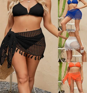 Gonna donna frange copricostume spiaggia maglia uncinetto scavata sexy moda sarong - Foto 1 di 34
