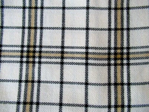 2 YDS VTG 70'S BROWN GOLD PLAID ON WHITE WOOL FABRIC 45"W CLOTHING QUILT ESTATE - Picture 1 of 2