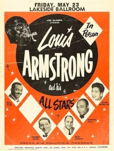 Louis Armstrong Jazz Concert Poster Print Tour Festival REPRO Edmond Hall - Picture 1 of 1
