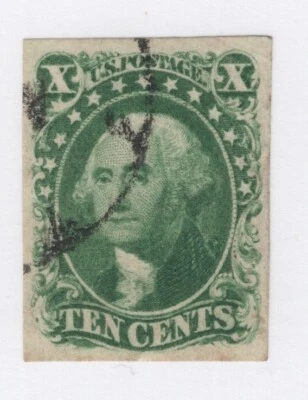 1855 US SC 14 10c Washington Type II - Used, XF Sound, TCC Printing - Image 1 of 3