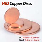 Solid Pure Copper Discs Blank Round Plate Metal Sheet 0.5-5mm Thick 10-200mm OD