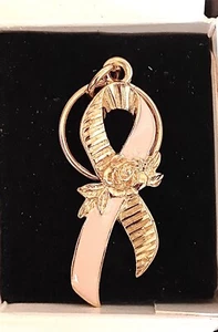 Avon Pink Ribbon Key Ring Chain Breast Cancer Awareness 1994 Vintage Preowned - Picture 1 of 4