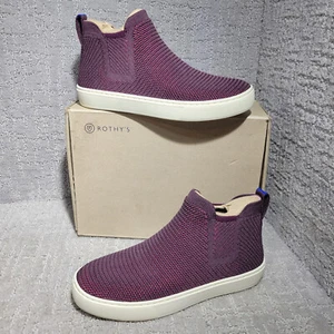 Rothys The Chelsea Women's Size 6.5 US Red Berry Lattice Fabric High Top Sneakes - Picture 1 of 8