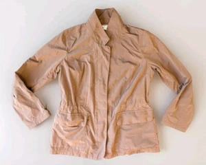 Chaqueta cortavientos J. Jill para mujer pequeña marrón cremallera completa mangas largas bolsillos - Imagen 1 de 9