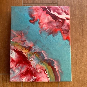 Original Abstract Art Canvas Acrylic Signed Artist Tracy Eau Claire Glossy Fluid - Picture 1 of 8