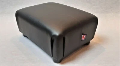 Footstool / Pouffe / Small Stool / Ottoman / Black Faux Leather.// Black Leather - Image 1 of 4