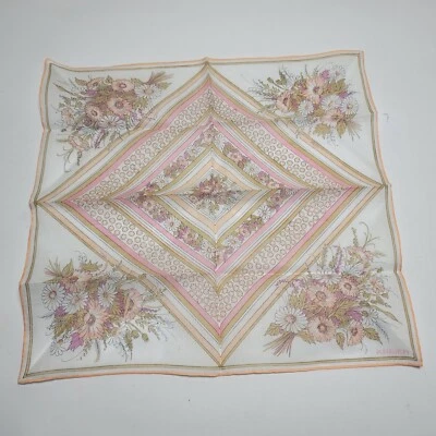 Pañuelo de diseñador firmado por Kreier Hankie Hanky rosa floral algodón nuevo  Foto 1 de 4