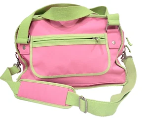 Pottery Barn Kinder rosa/grün Akzent Medium Reisetasche Schlafanzug verstellbarer Riemen - Bild 1 von 15