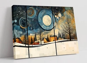 ABSTRACT AUTUMN LANDSCAPE KANDINSKY STYLE FRAMED CANVAS WALL ART PICTURE PRINT - Picture 1 of 2