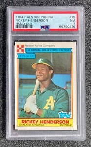 1981 Ralston Purina Rickey Henderson H/C #15 Oakland Athletics (HOF) PSA 7 NM