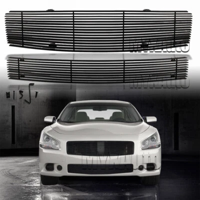 Fits 2009-2014 Nissan Maxima Billet Grille Black Upper Bumper Grill Insert Combo Foto 1 de 4