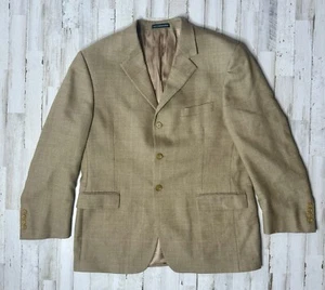 VINTAGE ANDREW FEZZA MEN'S 42S TAN BLAZER 3 BUTTON JACKET Checked - Picture 1 of 11