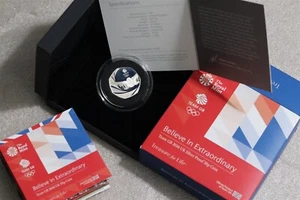 π§ π¬π§ UK GB 2016 Silver Proof 50p Team GB Believe SWIMMING Box COA Scarce B78 - Picture 1 of 10