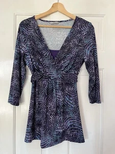 Marks & Spencer Size 12 Tunic Top 3/4 Length Sleeves Black, Purple, Blue - Picture 1 of 13
