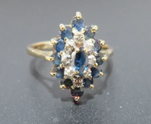 14K YG DAMEN BLAUER SAPHIR & DIAMANT CLUSTER RING GR. 5,75 2,34 Gramm (AI-2538) - Bild 1 von 10
