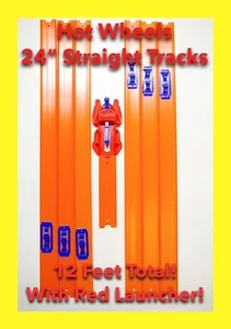 Hot Wheels 12 Straight 24" Track RED LAUNCHER NEW 12 Feet Total - Treasure Hunt - Picture 1 of 2