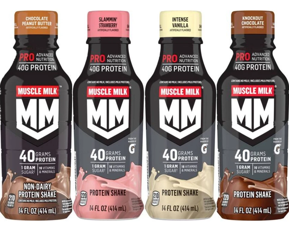 Batido de proteínas Muscle Milk 40 g de proteína 14 fl oz (4 sabores variedad, paquete de 12) Foto 1 de 1