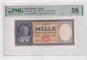 Italy 1000 lire 1948 AUNC PMG58 p88a - Picture 1 of 2