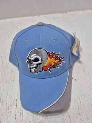 VTG Y2K Embroidered Skull Head Skeleton Flames Adjustable Hat Punk Skater Emo - Image 1 of 3
