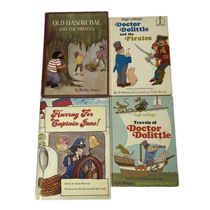 Lot 4 VTG Captain Pirate Hardback Books Doctor Dolittle Old Hasdrubal Capt Jane - Picture 1 of 16