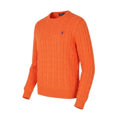 RALPH LAUREN Driver Cn-Long Sleeve Orange Men Jumper L Pullover Cable RRP214 * - Image 1 of 4
