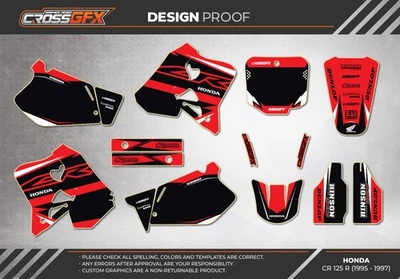 1995 1996 1997 CR 125 Graphics Kit for HONDA CR125 CR 125R R Decals Stickers MX Foto 1 de 4