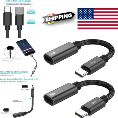 Adaptador Micro USB Hembra a USB C Macho Paquete de 2 Carga Rápida para Teléfonos LG Google Foto 1 de 4