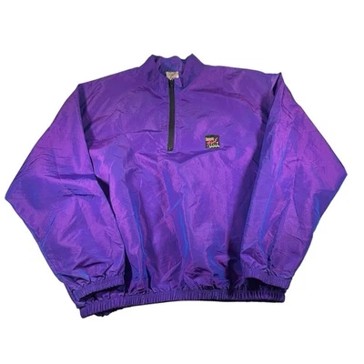 Vtg 90s Surf Style Jacket One Size Purple Iridescent USA 1/4 Zip Windbreaker - Image 1 of 4