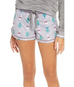 P.J. Salvage Womens Llamas And Trees Pajama Shorts, Grey, Small - Picture 1 of 1