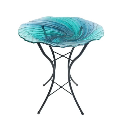 Стеклянная ванна для птиц Briarwood Lane Everyday Blue Swirl 18x18 - Изображение 1 из 3