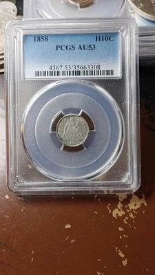 1858 Seated Liberty Silver Half Dime PCGS AU53                              5387 - Image 1 of 4