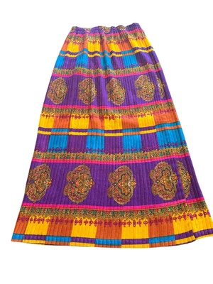 Vintage 60s 70s Rhapsody Glazier Accordion Pleats Skirt Size Bright Multicolor - Image 1 of 4
