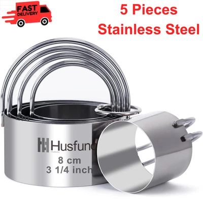 Biscuit Cutter Set Round Cookie Cutters With Handle 5 Pcs Stainless Steel Circle - Image 1 of 4