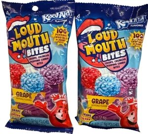 2er Set 0,21oz/4ct pro Beutel KOOL-AID Süßigkeiten laute Mundbisse Traube & Kirsche knusprig - Bild 1 von 2