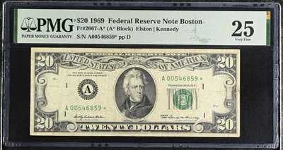 $20 2067-A* 1969 Star Note Twenty Dollar Federal Reserve Note Boston  - Image 1 of 2