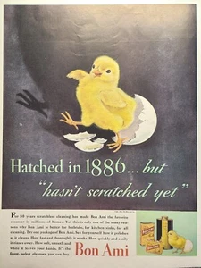 Limpiador Bon Ami Baby Chick aún no se ha rayado anuncio impreso vintage 1936 - Imagen 1 de 4