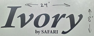IVORY by SAFARI RV MOTORHOME CAMPER LOGO DECAL LEGEND DK GRAY LETTER 24X8GRAPHIC - Picture 1 of 1