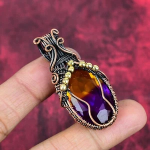 Valentines Deal Ametrine Gemstone Engagement Wire Wrapped Pendant Jewelry Copper - Picture 1 of 6