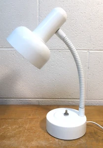 Vintage White Gooseneck Desk Lamp mid century modern retro metal - Picture 1 of 11