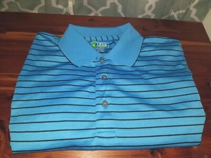 IZOD Mens Sz M Blue and Black Striped Short Sleeve Golf Polo Shirt - Picture 1 of 5