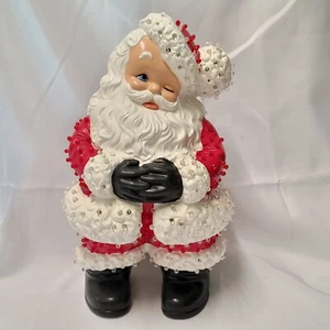 Vintage Ceramic Light Up Winking Santa Claus Figurine 15" Plug-in w Peg Lights - Picture 1 of 18