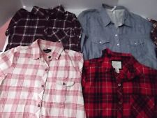 lot 4 shirt S plaid flannel woven double flap button pocket Forever Rue 21 MINT