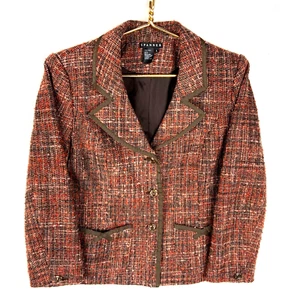 Vintage Spanner Knit Wool Blazer Women’s Size 6 Orange - Picture 1 of 3